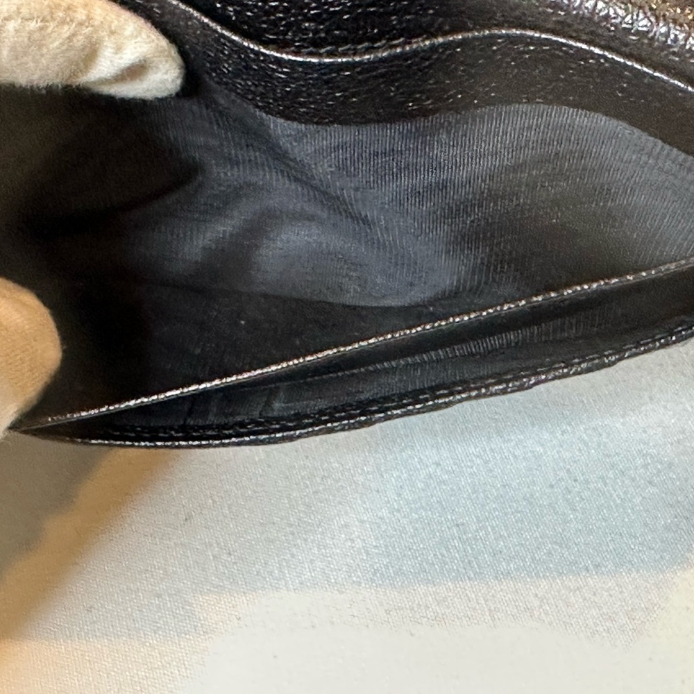Black Leather Wallet with gold Accent and Minimalist Design pebbled leather - Picture 14 of 15